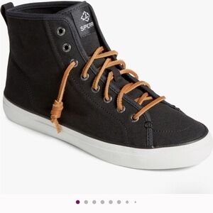 Sperry kids black and white Tan High-Top sperrys